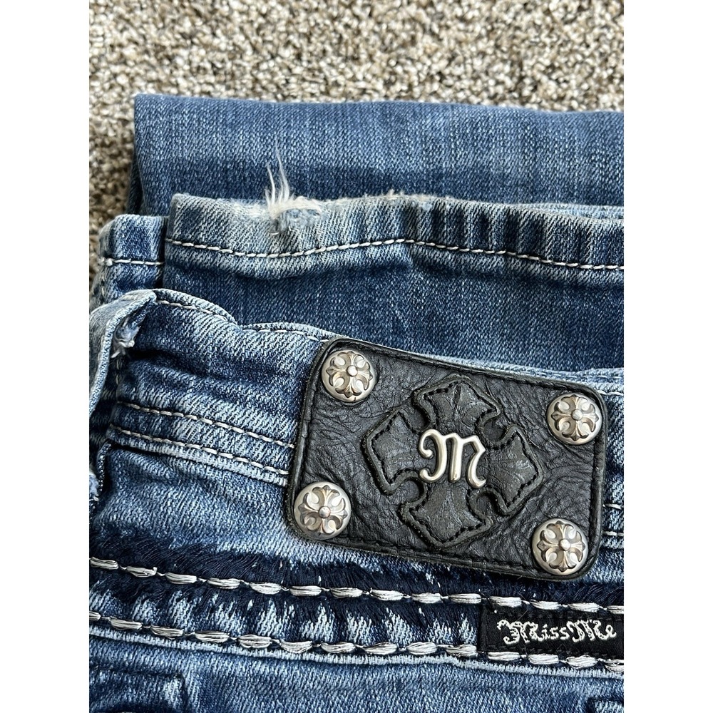 Miss Me Blue Boot Cut Jeans with Silver Accents - Picture 7 of 16